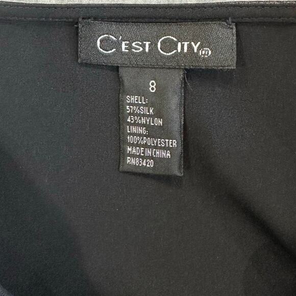 C'est City Women's Silk Blend Black Lined Skirt Burnout Velvet Geometric Print - Picture 4 of 6